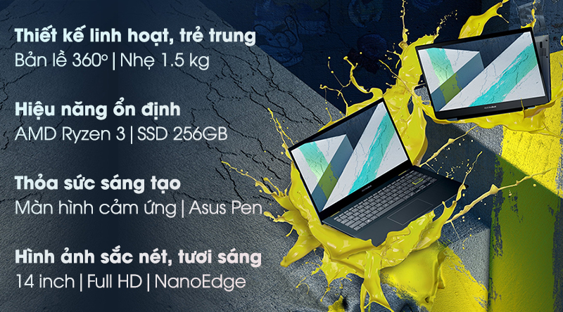 Laptop Asus VivoBook Flip TM420IA R3 4300U/4GB/256GB/Touch/Pen/Win10 (EC155T)