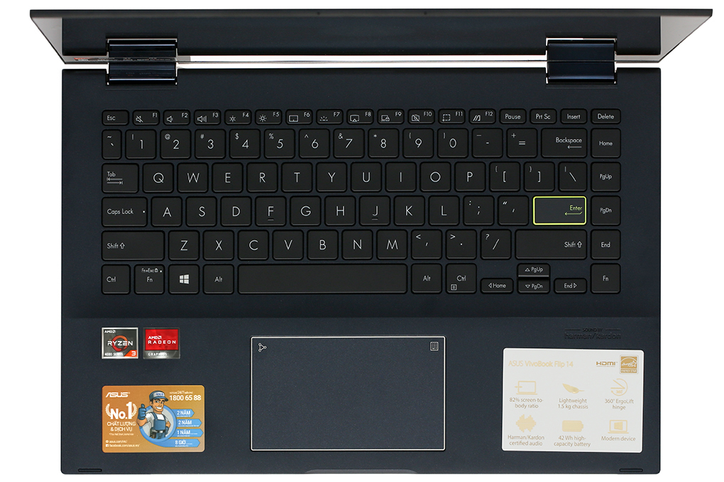 Laptop Asus VivoBook Flip TM420IA R3 4300U/4GB/256GB/Touch/Pen/Win10 (EC155T) Màu Đen