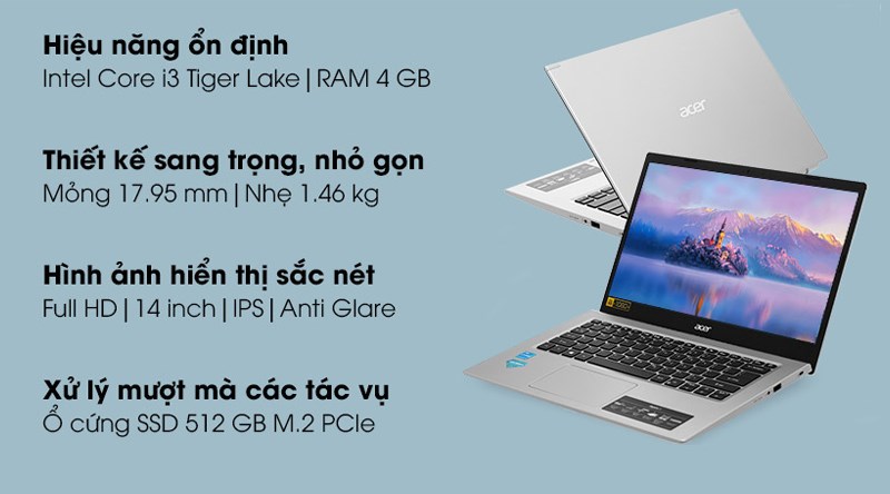 Laptop Acer Aspire 5 A514 54 3204 i3 1115G4/4GB/512GB/Win10 (NX.A23SV.009)