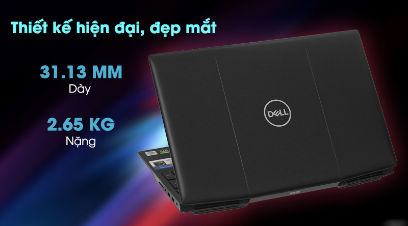 Chiếc laptop thuộc dòng Dell Gaming G-series này sở hữu gam màu đen viền xanh