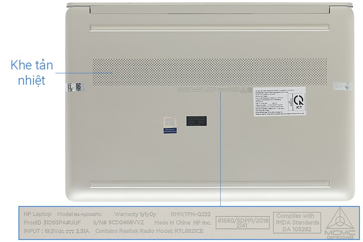 Laptop HP 15s fq2045TU i7 1165G7/8GB/512GB/Win10 (31D93PA) Màu Vàng