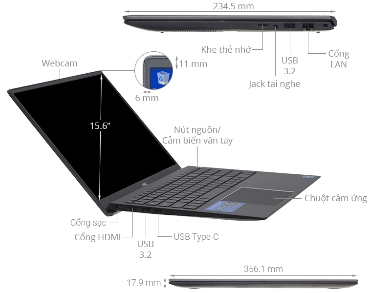 Dell Vostro 5502 i5 1135G7 (NT0X01) - Chính hãng, trả góp