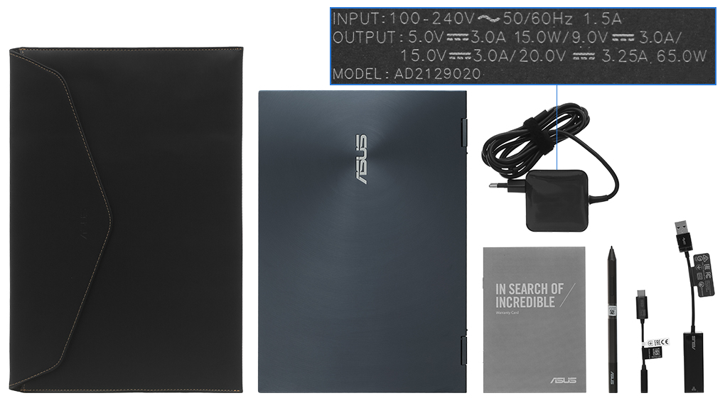 Bộ sản phẩm gồm: Sách hướng dẫn, Bao da, Bút cảm ứng, Thùng máy, Cáp ( Type C to 3.5mm ) , Adapter chuyển ( USB to LAN ) , Sạc Laptop Asus