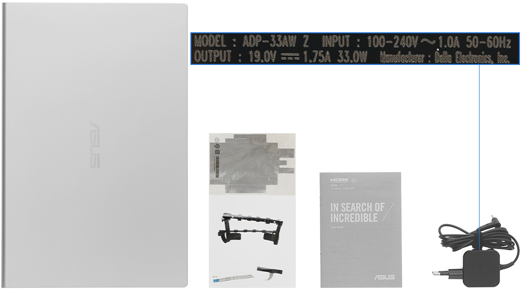 Bộ sản phẩm gồm: Sách hướng dẫn, Thùng máy, Sạc Laptop Asus