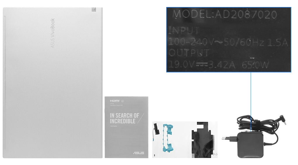 Bộ sản phẩm gồm: Sách hướng dẫn, Thùng máy, Cáp ( KIT nâng cấp HDD ) , Sạc Laptop Asus