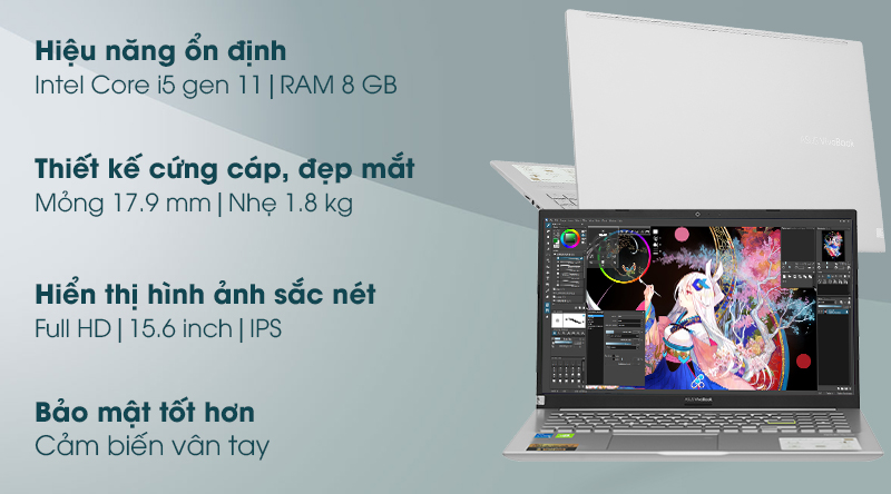 Laptop Asus VivoBook A515EP i5 1135G7/8GB/512GB/2GB MX330/Win10 (BQ194T)