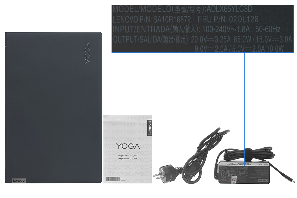 Bộ sản phẩm gồm: Dây nguồn, Sách hướng dẫn, Thùng máy, Sạc Laptop Lenovo