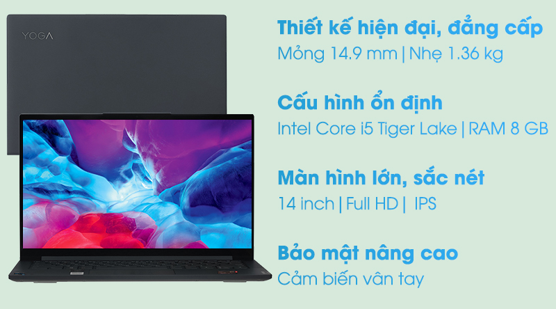 Laptop Lenovo Yoga Slim 7 14ITL05 i5 1135G7/8GB/512GB/Win10 (82A3000DVN)