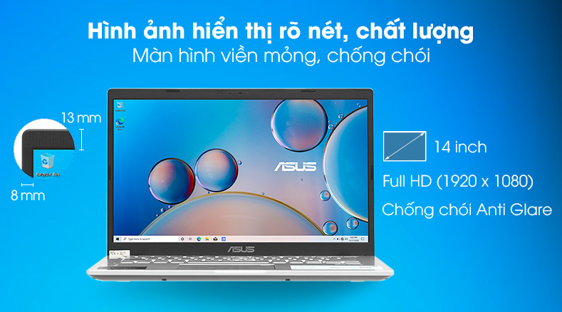 Laptop Asus VivoBook X415JA i3 1005G1/4GB/512GB/Win10 (EK258T)