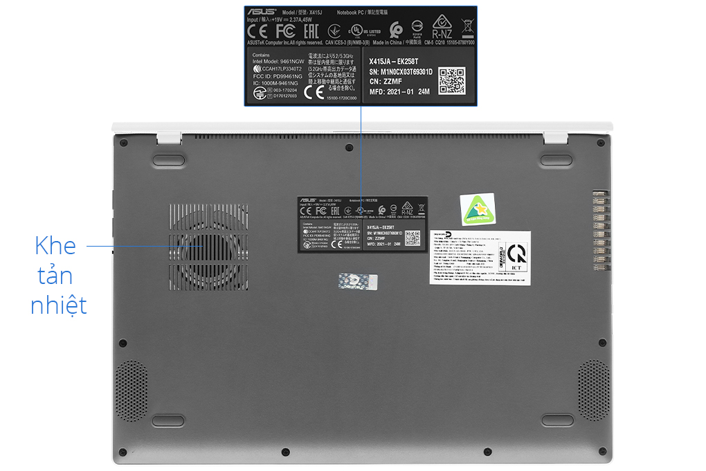 Laptop Asus VivoBook X415JA i3 1005G1/4GB/512GB/Win10 (EK258T) Màu Bạc