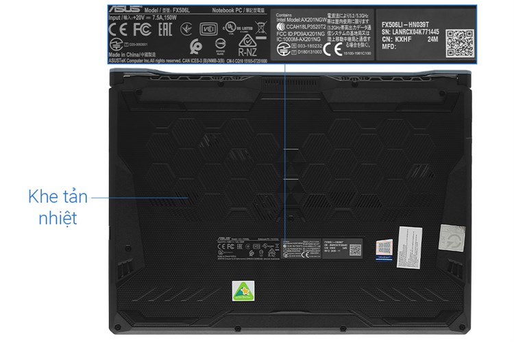 Laptop Asus TUF Gaming FX506LI i5 10300H/8GB/512GB/144Hz/4GB GTX1650Ti/Win10 (HN039T) Màu Xám