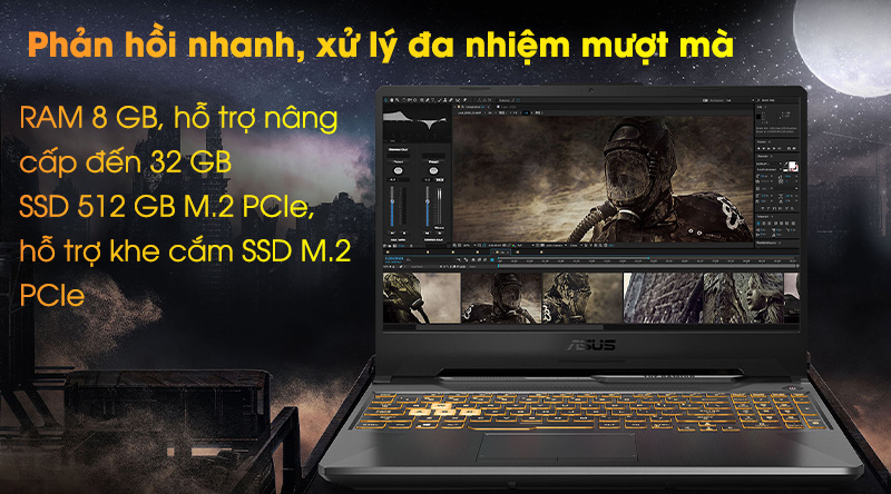 Laptop Asus TUF Gaming FX506LI i7 10870H/8GB/512GB/144Hz/4GB GTX1650Ti/Win10 (HN096T)