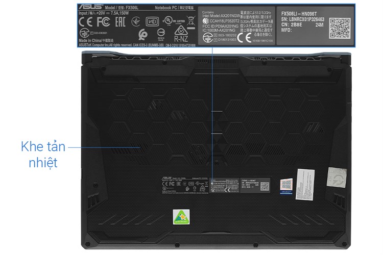 Laptop Asus TUF Gaming FX506LI i7 10870H/8GB/512GB/144Hz/4GB GTX1650Ti/Win10 (HN096T) Màu Xám