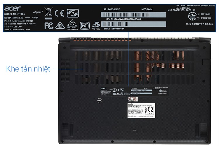 Laptop Acer Aspire 7 Gaming A715 42G R4ST R5 5500U/8GB/256GB/4GB GTX1650/Win10 (NH.QAYSV.004) Màu Đen