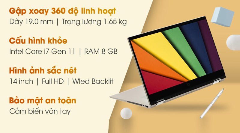 Laptop HP Pavilion x360 dw1019TU i7 1165G7/8GB/512GB/Touch/Pen/Office H&S2019/Win10 (2H3N7PA)