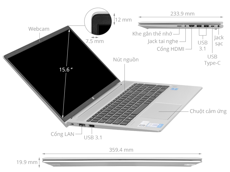 HP Probook 450 G8 i3 1115G4/4GB/256GB/15.6/Win10 (2H0U4PA)