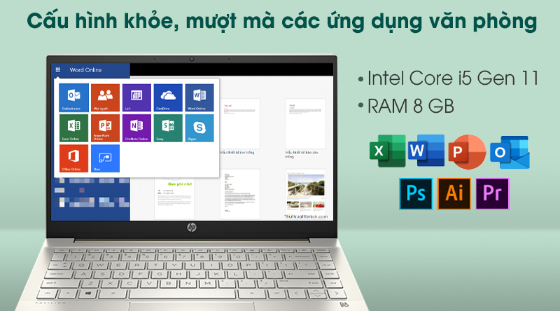 Laptop HP Pavilion 14 dv0010TU i5 1135G7/8GB/32GB+512GB/Office H&S2019/Win10 (2D7A9PA)