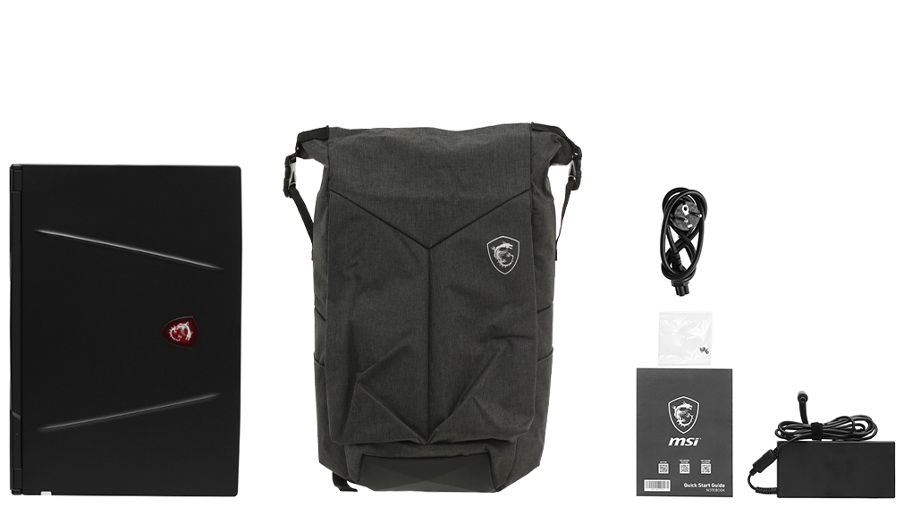 Bộ sản phẩm gồm: Dây nguồn, Sách hướng dẫn, Balo ( Trong thùng máy ) , Thùng máy, Sạc Laptop MSI