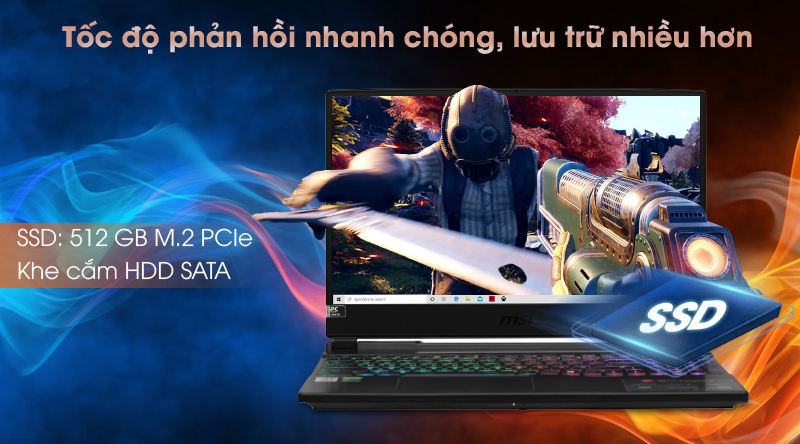 Laptop MSI GL65 Leopard 10SCXK i7 10750H/8GB/512GB/4GB GTX1650/144Hz/Balo/Win10 (093VN)