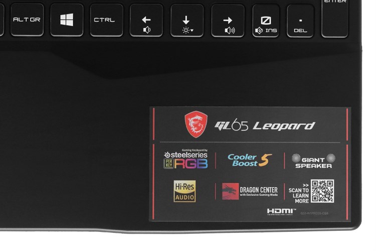 Laptop MSI GL65 Leopard 10SCXK i7 10750H/8GB/512GB/4GB GTX1650/144Hz/Balo/Win10 (093VN) Màu Đen
