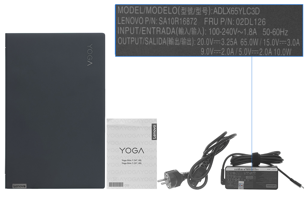 Bộ sản phẩm gồm: Dây nguồn, Sách hướng dẫn, Thùng máy, Sạc Laptop Lenovo
