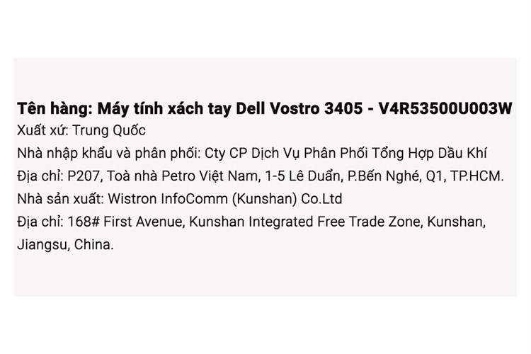 Laptop Dell Vostro 3405 R5 3500U/8GB/512GB/Win10 (V4R53500U003W) Màu Đen