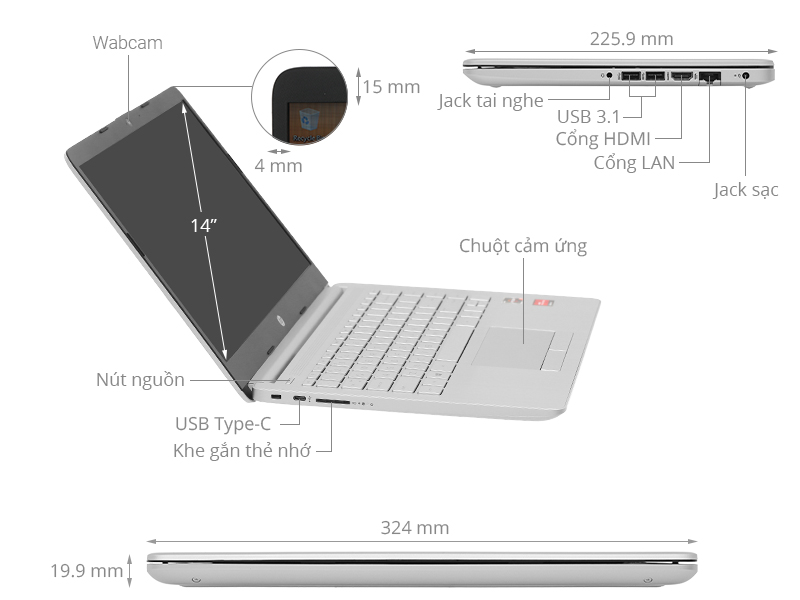 HP 14s dk1055AU R3 3250U/4GB/256GB/Win10 (171K9PA)