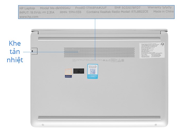 Laptop HP 14s dk1055AU R3 3250U/4GB/256GB/Win10 (171K9PA) Màu Bạc