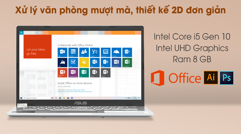 Laptop Asus VivoBook X415JA i5 1035G1/8GB/512GB/Win10 (EK090T)