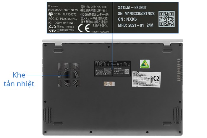 Laptop Asus VivoBook X415JA i5 1035G1/8GB/512GB/Win10 (EK090T) Màu Bạc