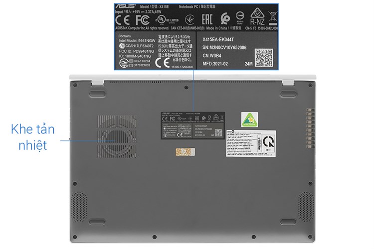 Laptop Asus VivoBook X415EA i3 1115G4/4GB/512GB/Win10 (EK044T) Màu Bạc