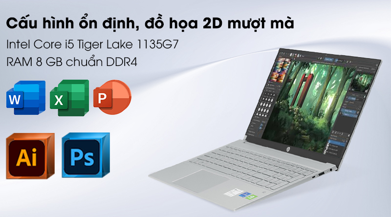 Laptop HP Pavilion 15 eg0005TX i5 1135G7/8GB/512GB/2GB MX450/Office H&S2019/Win10 (2D9C6PA)