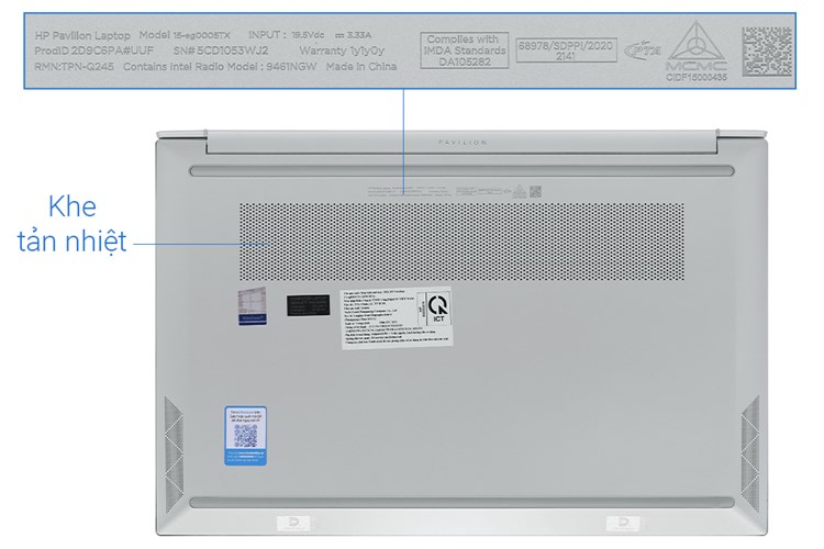 Laptop HP Pavilion 15 eg0005TX i5 1135G7/8GB/512GB/2GB MX450/Office H&S2019/Win10 (2D9C6PA) Màu Bạc