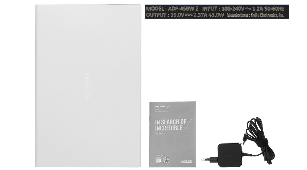 Bộ sản phẩm gồm: Sách hướng dẫn, Thùng máy, Sạc Laptop Asus