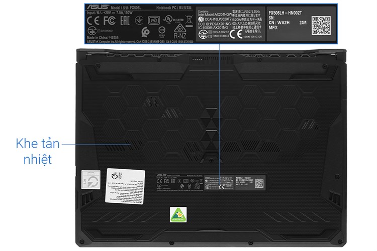 Laptop Asus TUF Gaming FX506LH i5 10300H/8GB/512GB/144Hz/4GB GTX1650/Win10 (HN002T) Màu Xám