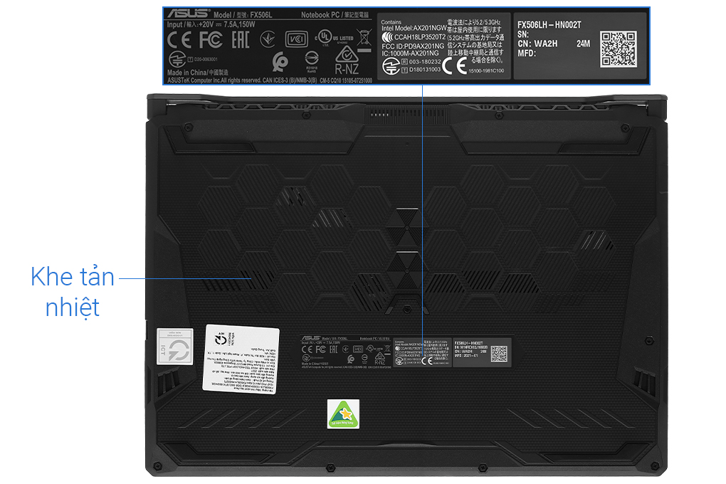 Laptop Asus TUF Gaming FX506LH i5 10300H/8GB/512GB/144Hz/4GB GTX1650/Win10 (HN002T) giá rẻ