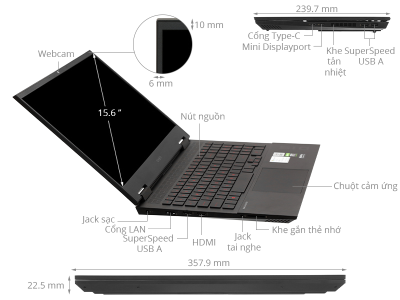 Laptop HP Omen 15 ek0078TX i7 (26Y68PA) - Chính hãng, trả góp