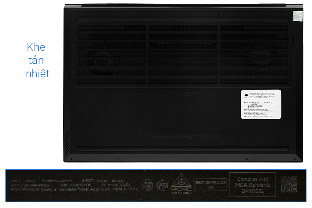 Laptop HP Omen 15 ek0078TX i7 10750H/16GB/1TB SSD/8GB RTX2070 Max-Q/300Hz/Office H&S2019/Win10 (26Y68PA) Màu Đen