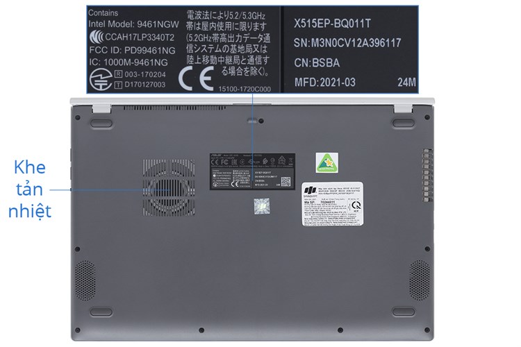 Laptop Asus VivoBook X515EP i5 1135G7/8GB/512GB/2GB MX330/Win10 (BQ011T) Màu Bạc