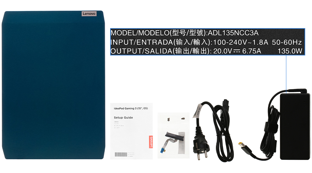 Bộ sản phẩm gồm: Dây nguồn, Sách hướng dẫn, Thùng máy, Cáp ( KIT nâng cấp HDD ) , Sạc Laptop Lenovo