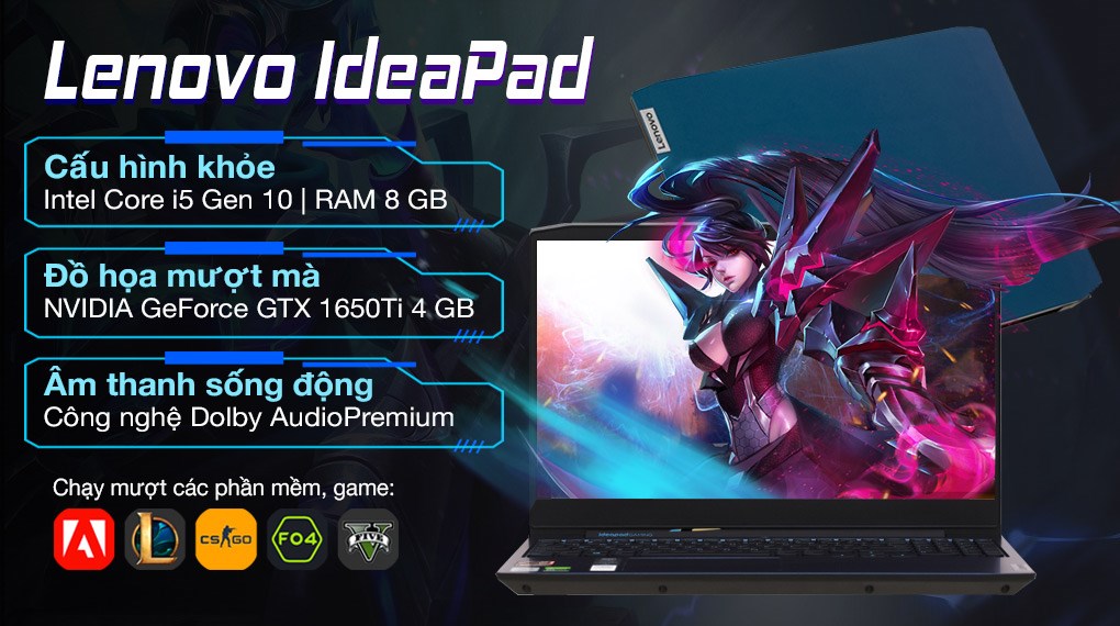 Laptop Lenovo IdeaPad Gaming 3 15IMH05 i5 10300H/8GB/512GB/4GB GTX1650Ti/120Hz/Win10 (81Y4013VVN)