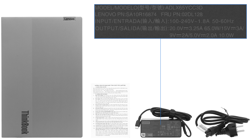Bộ sản phẩm gồm: Dây nguồn ( 2 dây ) , Sách hướng dẫn, Thùng máy, Sạc Laptop Lenovo