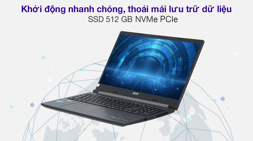 Laptop Acer Aspire 7 Gaming A715 75G 52S5 i5 9300H/8GB/512GB/4GB GTX1650Ti/Balo/Win10 (NH.Q85SV.002)