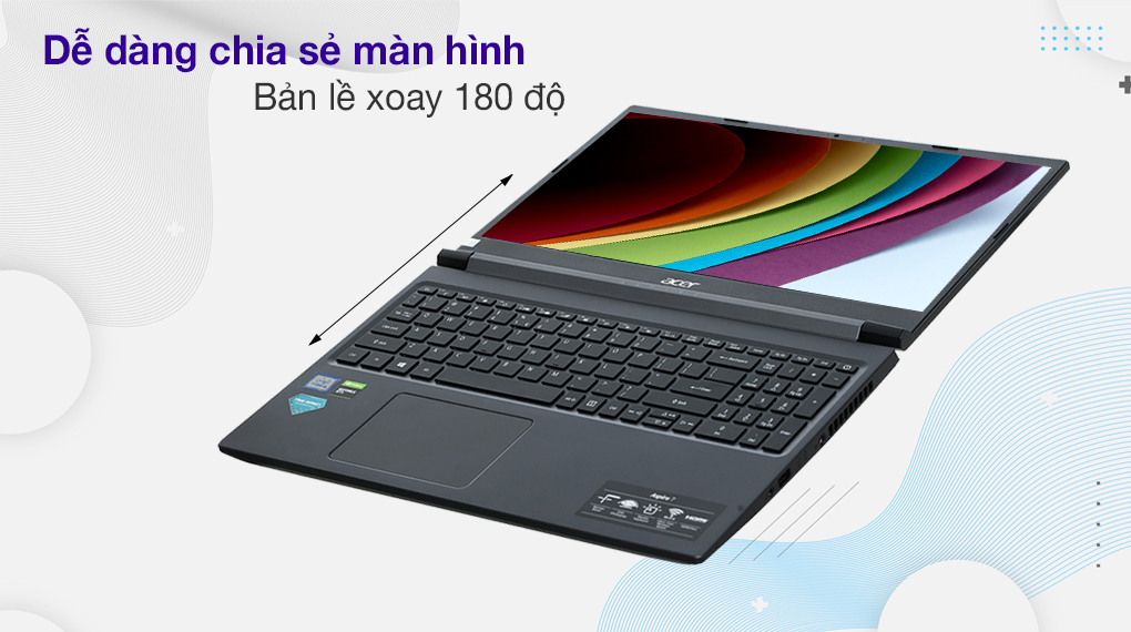 Laptop Acer Aspire 7 Gaming A715 75G 52S5 i5 9300H/8GB/512GB/4GB GTX1650Ti/Balo/Win10 (NH.Q85SV.002)