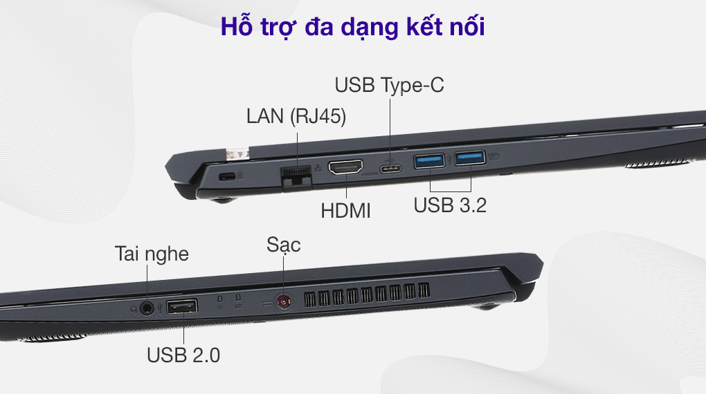 Acer Aspire 7 A715 75G 52S5 i5 9300H (NH.Q85SV.002) - Cổng kết nối