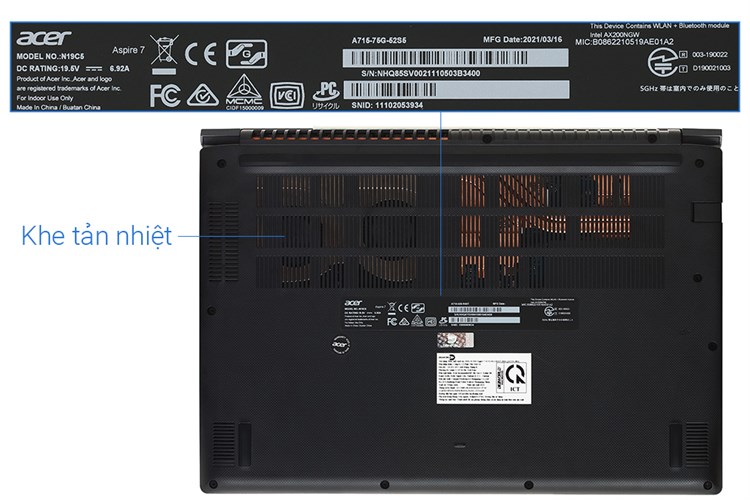 Laptop Acer Aspire 7 Gaming A715 75G 52S5 i5 9300H/8GB/512GB/4GB GTX1650Ti/Balo/Win10 (NH.Q85SV.002) Màu Đen