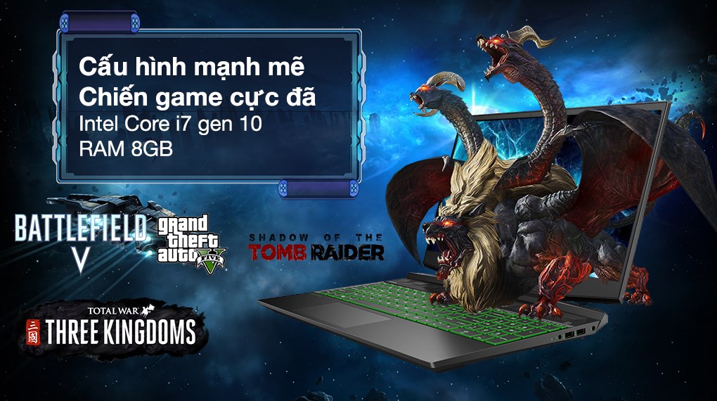 Laptop HP Pavilion Gaming 15 dk1159TX i7 10750H/8GB/32GB+512GB/4GB GTX1650Ti/Win10 (31J36PA)