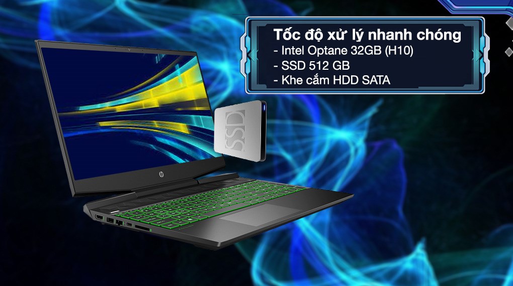 Laptop HP Pavilion Gaming 15 dk1159TX i7 10750H/8GB/32GB+512GB/4GB GTX1650Ti/Win10 (31J36PA)