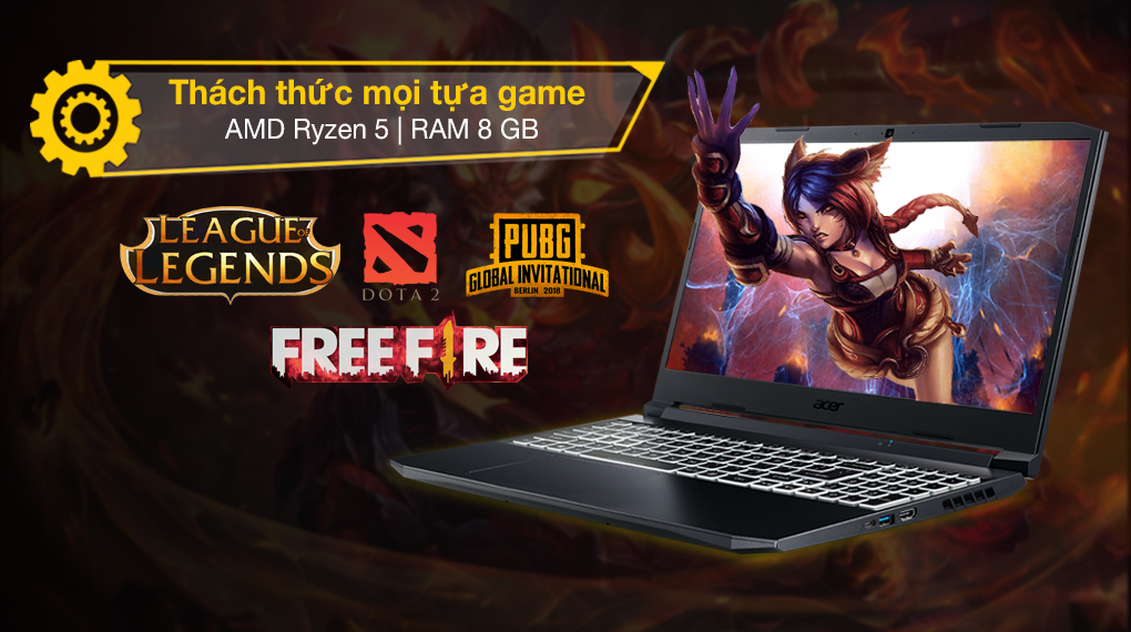 Laptop Acer Nitro 5 Gaming AN515 45 R3SM R5 5600H/8GB/512GB/4GB GTX1650/144Hz/Balo/Win10 (NH.QBMSV.005)