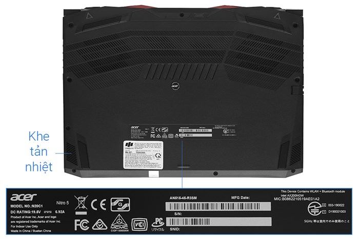 Laptop Acer Nitro 5 Gaming AN515 45 R3SM R5 5600H/8GB/512GB/4GB GTX1650/144Hz/Balo/Win10 (NH.QBMSV.005) Màu Đen